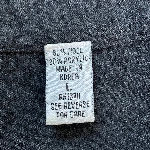 Lord & Taylor Long Grey Wool Button-Front Coatigan Vintage Collared Knit Coat L - Picture 6 of 13